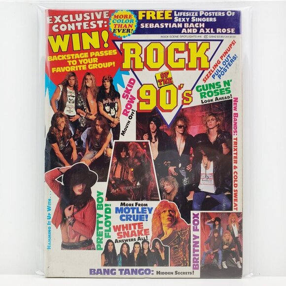 Rock Scene Spotlights Magazine Guns Roses Skid Row Posters Aug 1990 Unread Stock - Picture 1 of 11